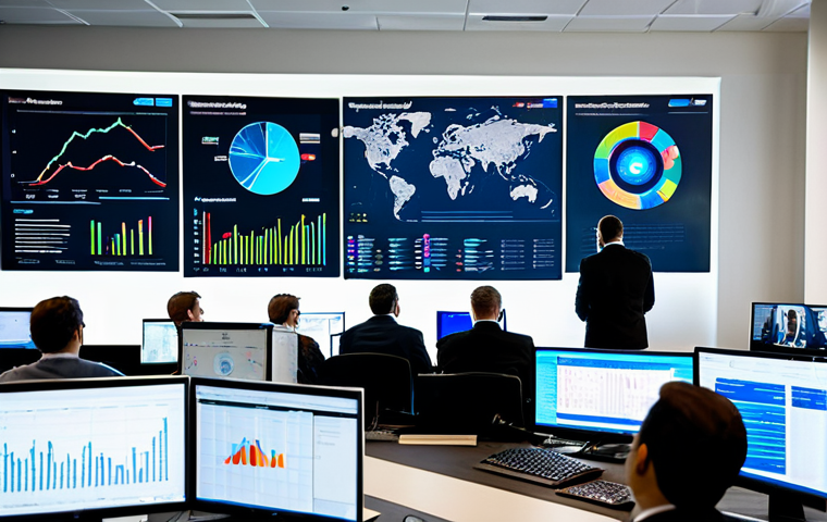 Modern Office Security Center**
"A brightly lit, modern office security center. Several IT professionals wearing appropriate business attire are monitoring large screens displaying network traffic graphs, security alerts, and log data dashboards. Focus on the screens showcasing the complex data visualizations of tools like Datadog and Elasticsearch. The atmosphere is busy but professional. fully clothed, appropriate content, safe for work, perfect anatomy, natural proportions, professional, modest, family-friendly."
**