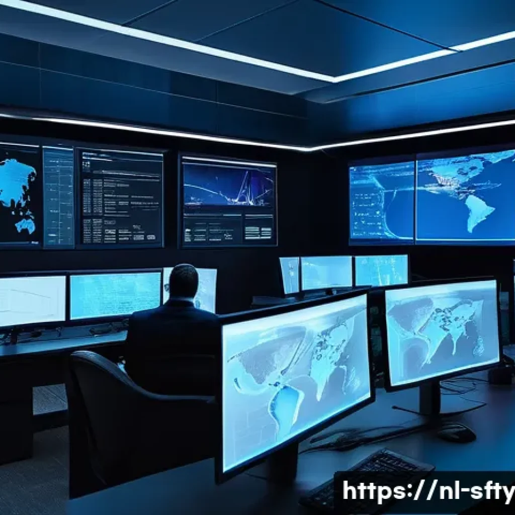 네트워크 보안 모니터링 도구의 성과 평가 방법 - A modern cybersecurity operations center with diverse professionals monitoring multiple large high-r...