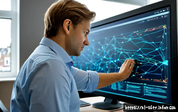 Home 17 네트워크 보안 모니터링 도구의 기능 - Photorealistic Dutch cybersecurity analyst in a modern Amsterdam office, reviewing a large dashboard...